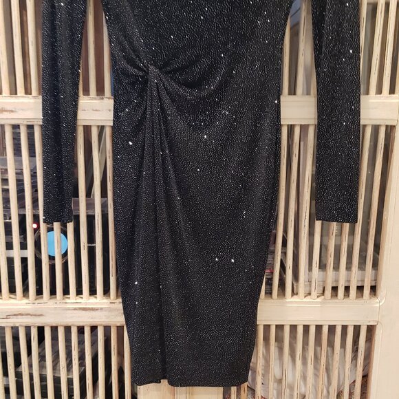 Beautiful Vintage Cache Black Sparkle Evening Cocktail Party Dress - Picture 8 of 13